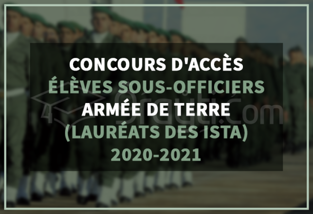 concours accès cycle Élèves Sous-Officiers Armée Terre lauréats ISTA 2020-2021