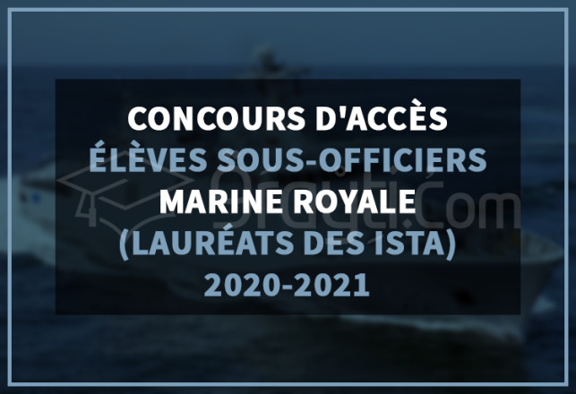 concours accès cycle Élèves Sous-Officiers Marine Royale lauréats des ISTA 2020-2021