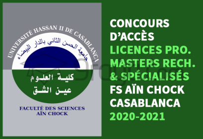 concours accès Licences Professionnelles Masters Recherche Spécialisés FS Aïn Chock Casablanca 2020