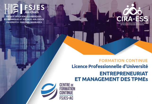 Licence Professionnelle Entrepreneuriat Management TPMEs FSJES Ain Chock Casablanca 2020