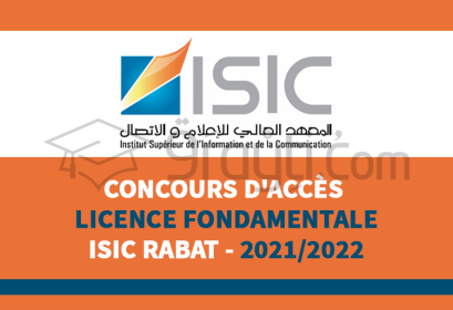 concours accès 1ère année Licence Fondamentale ISIC Rabat 2021-2022