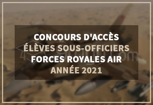 concours accès cycle élèves sous officiers Forces Royales Air 2021