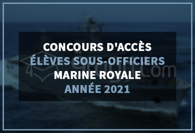 concours accès cycle élèves sous officiers Marine Royale 2021