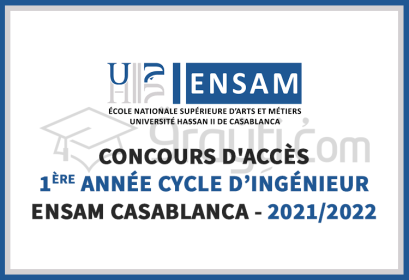 concours accès 1ère année cycle ingénieur ENSAM Casablanca 2021-2022