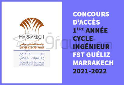 concours accès 1ère année cycle ingénieur état FST Marrakech 2021-2022