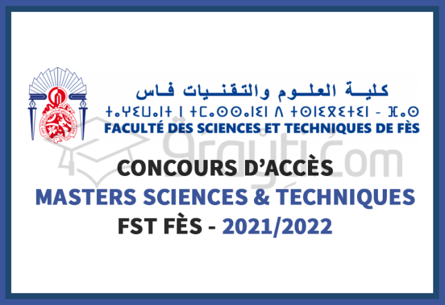 concours accès cycle Master Sciences Techniques FST Fès 2021-2022
