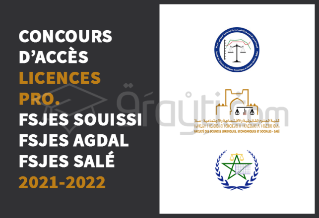 concours accès Licences Professionnelles FSJES Souissi FSJES Agdal FSJES Salé 2021-2022