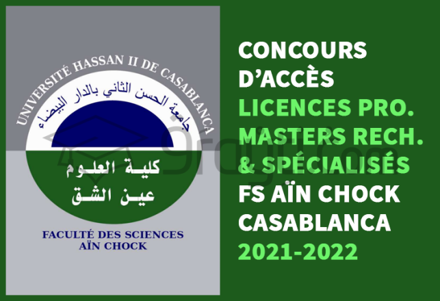 concours accès Licences Professionnelles Masters Recherche Spécialisés FS Aïn Chock Casablanca 2021-2022
