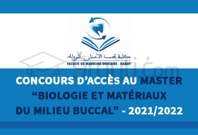 concours accès Master Biologie Matériaux Milieu Buccal FMD Rabat 2021-2022