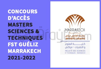 concours accès Masters Sciences Techniques FST Marrakech 2021-2022