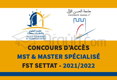 concours accès Masters Sciences Techniques Master Spécialisé FST Settat 2021-2022