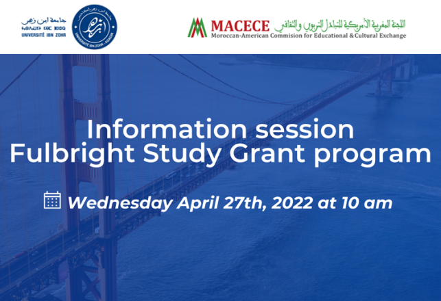 session information Fulbright Study Grant Program mercredi 27 avril 2022