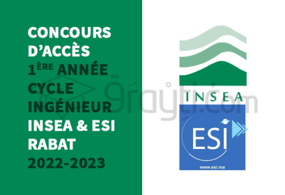 concours accès 1ère année cycle ingénieur Etat INSEA ESI Rabat 2022-2023
