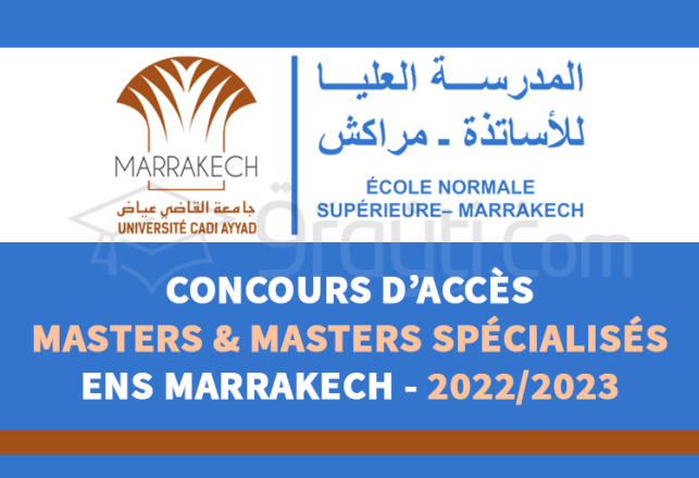 concours accès Masters Masters Spécialisés ENS Marrakech 2022-2023