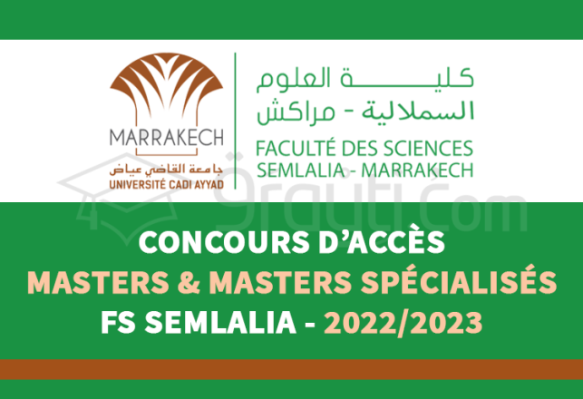 concours accès Masters Masters Spécialisés Faculté Sciences Semlalia Marrakech 2022-2023