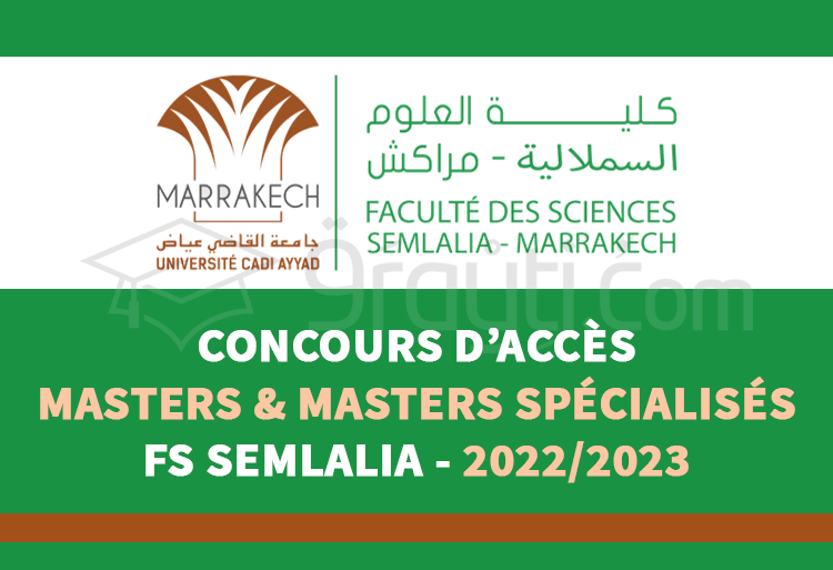 concours accès Masters Masters Spécialisés Faculté Sciences Semlalia Marrakech 2022-2023