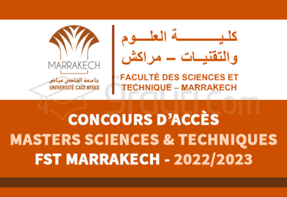 concours accès Masters Sciences Techniques FST Marrakech 2022-2023