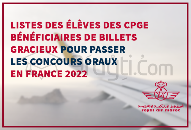 RAM liste élèves CPGE bénéficiaires billets gracieux passer concours oraux France 2022
