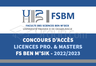 concours accès Licences Professionnelles Masters Masters Spécialisés FS Ben M'Sik Casablanca 2022-2023