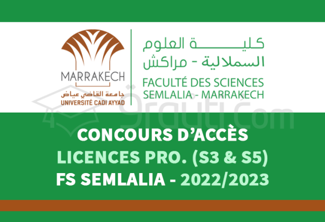 concours accès Licences Professionnelles S3 S5 FS Semlalia Marrakech 2022-2023