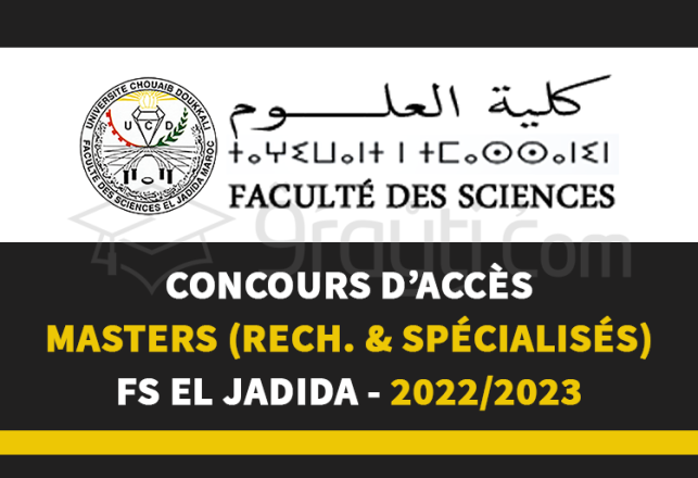 concours accès Masters Recherche Spécialisés FS El Jadida 2022-2023