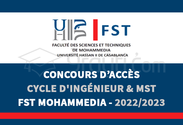 concours accès cycle ingénieur Masters Sciences et Techniques MST FST Mohammedia 2022-2023