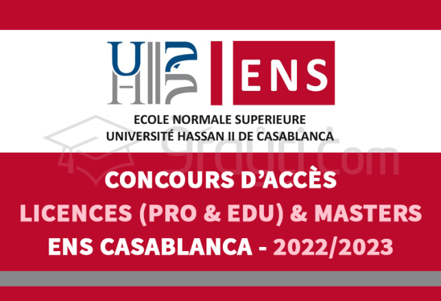 concours accès Licence Professionnelle S1 Licences Éducation S3 Masters ENS Casablanca 2022-2023