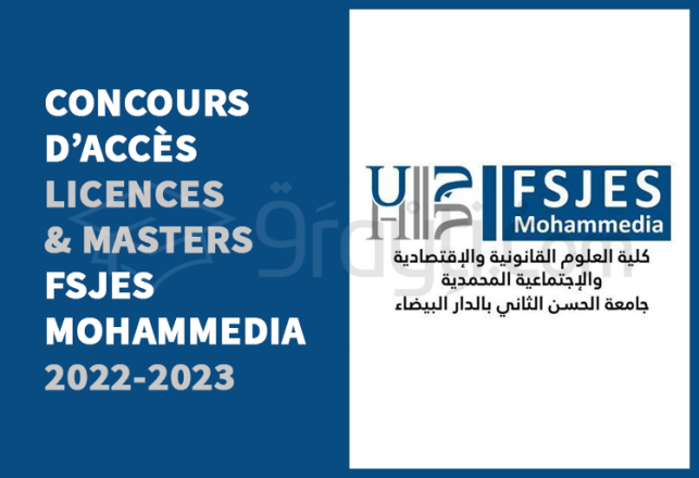 concours accès Licences Masters FSJES Mohammedia 2022-2023