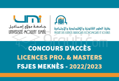 concours accès Licences Professionnelles Masters FSJES Meknès 2022-2023