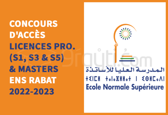 concours accès Licences Professionnelles S1 S3 S5 Masters ENS Rabat 2022-2023