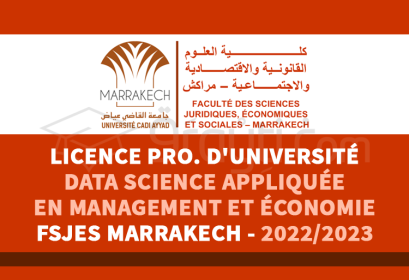 Licence Professionnelle Université Data Science Appliquée en Management et Économie FSJES Marrakech 2022-2023