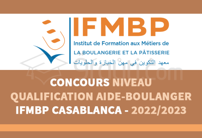 concours Niveau Qualification Aide-Boulanger IFMBP Casablanca 2022-2023