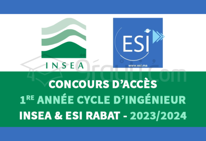 concours 1re année cycle Ingénieur Etat INSEA ESI Rabat 2023-2024