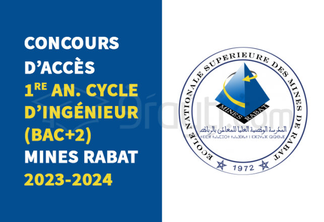 concours 1re année cycle ingénieur titulaires Bac+2 Mines Rabat 2023-2024