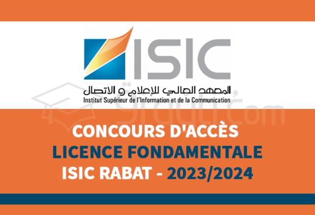 concours 1re année Licence Fondamentale ISIC Rabat 2023-2024