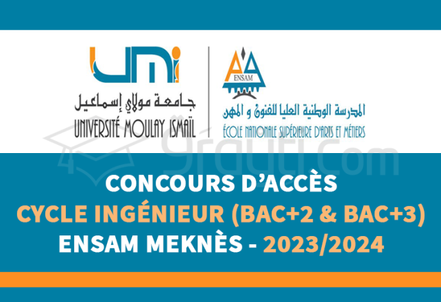 concours cycle ingénieur ENSAM Meknès 2023-2024