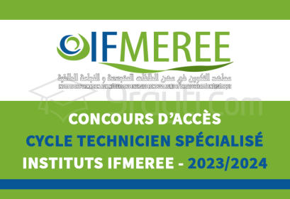 concours cycle Technicien Spécialisé IFMEREE Oujd, Tanger Ouarzazate 2023-2024