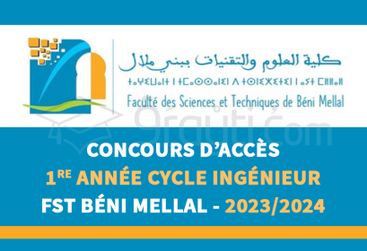 concours 1re année cycle ingénieur FST Béni Mellal 2023-2024