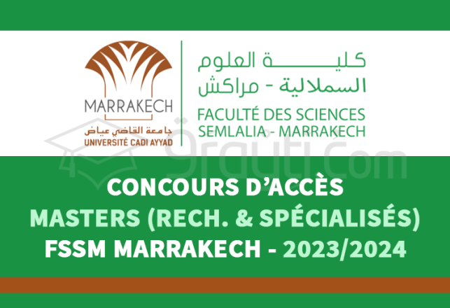 concours Masters Faculté Sciences Semlalia Marrakech FSSM 2023-2024