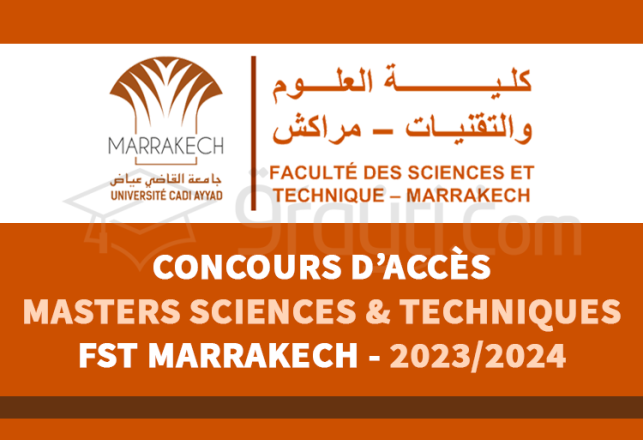 concours Masters Sciences Techniques FST Marrakech 2023-2024