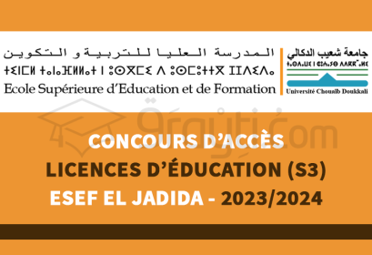 concours 2e année Licences Éducation S3 ESEF El Jadida 2023-2024