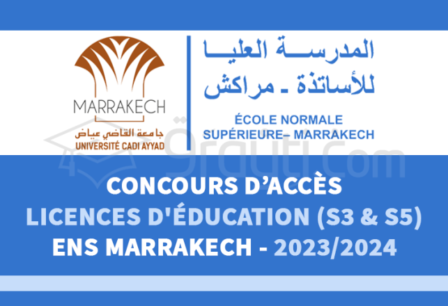 concours Licences Éducation S3 S5 ENS Marrakech 2023-2024