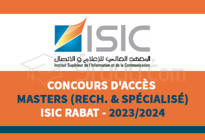 concours Master Recherche Master Spécialisé ISIC Rabat 2023-2024