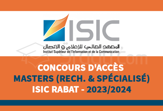 concours Master Recherche Master Spécialisé ISIC Rabat 2023-2024