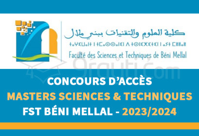 concours Masters Sciences Techniques FST Béni Mellal 2023-2024