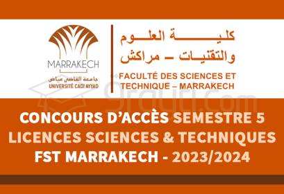 concours S5 Licences Sciences Techniques FST Marrakech 2023-2024