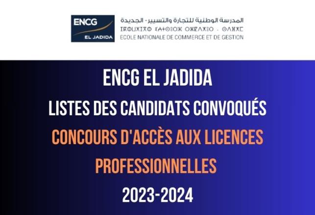 ENCG El Jadida Résultats présélection concours LP 2023-2024