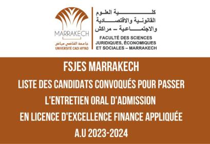 FSJES Marrakech liste convoqués entretien oral licence 2023-2024