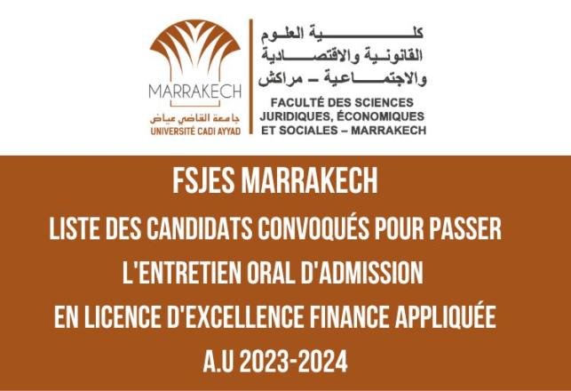 FSJES Marrakech liste convoqués entretien oral licence 2023-2024