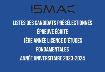 Présélection licence ISMAC Rabat 2023